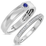 Photo of Delphine 1/3 Carat T.W. Sapphire and Diamond Matching Wedding Band Set 10K White Gold [WB871W]
