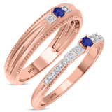 Photo of Magnol 1/3 CT. T.W. Sapphire and Diamond Matching Wedding Band Set 14K Rose Gold [WB872R]