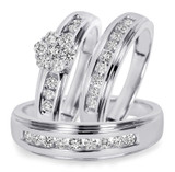 Photo of Encina 3/4 ct tw. Diamond Round Cluster Trio Set 10K White Gold [BT501W-C000]