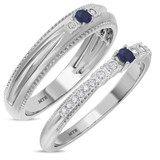 Photo of Magnol 1/3 CT. T.W. Sapphire and Diamond Matching Wedding Band Set 10K White Gold [WB872W]