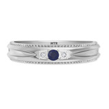 Photo of Magnol 1/3 CT. T.W. Sapphire and Diamond Matching Wedding Band Set 14K White Gold [BT872WM]