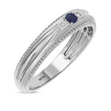 Photo of Magnol 1/3 CT. T.W. Sapphire and Diamond Matching Wedding Band Set 14K White Gold [BT872WM]