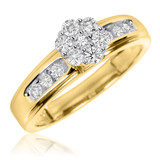 Photo of Encina 3/4 ct tw. Diamond Round Cluster Trio Set 10K Yellow Gold [BT501YE-C000]