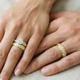 Photo of Encina 3/4 ct tw. Diamond Round Cluster Trio Set 14K Yellow Gold [BT501Y-C000]