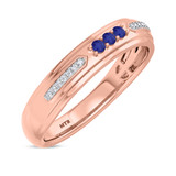 Photo of Diantha 1/3 Carat T.W. Sapphire and Diamond Matching Wedding Band Set 10K Rose Gold [BT873RM]