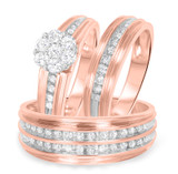 Photo of Braylin 1 ct tw. Diamond Round Cluster Trio Set 14K Rose Gold [BT502R-C000]