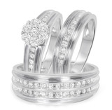 Photo of Braylin 1 ct tw. Diamond Round Cluster Trio Set 10K White Gold [BT502W-C000]