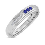 Photo of Diantha 1/3 CT. T.W. Sapphire and Diamond Matching Wedding Band Set 14K White Gold [BT873WM]