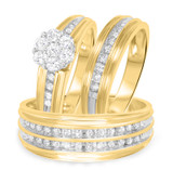 Photo of Braylin 1 ct tw. Diamond Round Cluster Trio Set 10K Yellow Gold [BT502Y-C000]