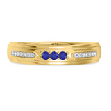 Photo of Diantha 1/3 CT. T.W. Sapphire and Diamond Matching Wedding Band Set 10K Yellow Gold [BT873YM]