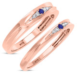 Photo of Irit 1/8 CT. T.W. Sapphire and Diamond Matching Wedding Band Set 10K Rose Gold [WB874R]