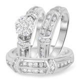 Photo of Bexley 1 1/10 ct tw. Diamond Round Cluster Trio Set 14K White Gold [BT503W-C000]