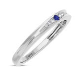 Photo of Irit 1/8 CT. T.W. Sapphire and Diamond Matching Wedding Band Set 14K White Gold [BT874WL]