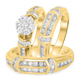 Photo of Bexley 1 1/10 ct tw. Diamond Round Cluster Trio Set 10K Yellow Gold [BT503Y-C000]