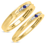 Photo of Irit 1/8 CT. T.W. Sapphire and Diamond Matching Wedding Band Set 14K Yellow Gold [WB874Y]