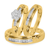 Photo of Willow 3/8 ct tw. Diamond Round Cluster Trio Set 14K Yellow Gold [BT504Y-C000]