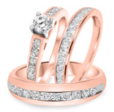 Photo of Kore 1 1/2 ct tw. Diamond Round Solitaire Trio Set 10K Rose Gold [BT505R-R029]