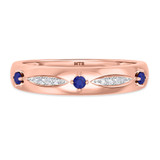 Photo of Mawar 1/3 CT. T.W. Sapphire and Diamond Matching Wedding Band Set 14K Rose Gold [BT878RM]