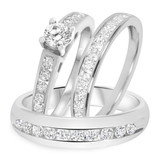 Photo of Kore 1 1/2 ct tw. Diamond Round Solitaire Trio Set 14K White Gold [BT505W-R029]