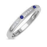 Photo of Mawar 1/3 CT. T.W. Sapphire and Diamond Matching Wedding Band Set 14K White Gold [BT878WL]
