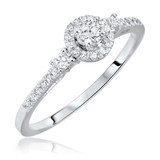 Photo of Calla 1/3 CT. T.W. Diamond Round Cluster Bridal Set 10K White Gold [BT551WE-C000]