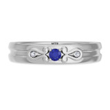 Photo of Garland 1/3 CT. T.W. Sapphire and Diamond Matching Wedding Band Set 10K White Gold [BT879WM]