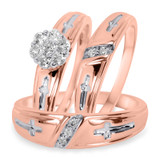 Photo of Neveah 3/8 ct tw. Diamond Round Cluster Trio Set 10K Rose Gold [BT507R-C000]