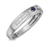 Photo of Hana 1/3 Carat T.W. Sapphire and Diamond Matching Wedding Band Set 10K White Gold [BT880WM]