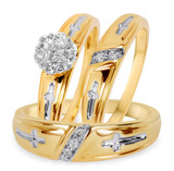 Photo of Neveah 3/8 ct tw. Diamond Round Cluster Trio Set 10K Yellow Gold [BT507Y-C000]