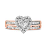 Photo of Darla 7/8 CT. T.W. Diamond Heart Cluster Bridal Set 14K Rose Gold [BR563R-C000]