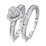 Photo of Darla 7/8 CT. T.W. Diamond Heart Cluster Bridal Set 10K White Gold [BR563W-C000]