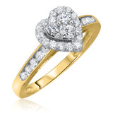 Photo of Darla 7/8 CT. T.W. Diamond Heart Cluster Bridal Set 10K Yellow Gold [BT563YE-C000]