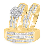 Photo of Annalise 1 3/4 ct tw. Diamond Round Cluster Trio Set 10K Yellow Gold [BT510Y-C000]
