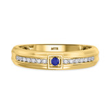 Photo of Holly 1/3 CT. T.W. Sapphire and Diamond Matching Wedding Band Set 10K Yellow Gold [BT892YM]