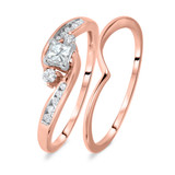 Photo of Serenity 1/3 Carat T.W. Diamond Princess Solitaire Bridal Set 14K Rose Gold [BR566R-P018]