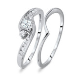 Photo of Serenity 1/3 Carat T.W. Diamond Princess Solitaire Bridal Set 10K White Gold [BR566W-P018]