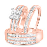 Photo of Tegan 1 2/3 ct tw. Diamond Princess Cluster Trio Set 14K Rose Gold [BT512R-C000]