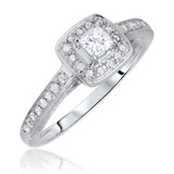 Photo of Allure 3/8 ct tw. Diamond Princess Solitaire Engagement Ring 10K White Gold [BT580WE-P018]