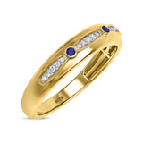 Photo of Lone 1/3 Carat T.W. Sapphire and Diamond Matching Wedding Band Set 14K Yellow Gold [BT894YM]