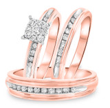 Photo of Farrah 5/8 ct tw. Diamond Princess Cluster Trio Set 14K Rose Gold [BT513R-C000]