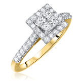 Photo of Piper 3/4 CT. T.W. Diamond Princess Cluster Bridal Set 14K Yellow Gold [BT568YE-C000]