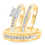 Photo of Farrah 5/8 ct tw. Diamond Princess Cluster Trio Set 10K Yellow Gold [BT513Y-C000]