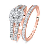 Photo of Demi 1 Carat T.W. Diamond Round Solitaire Bridal Set 14K Rose Gold [BR570R-R023]