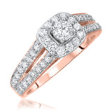 Photo of Demi 1 Carat T.W. Diamond Round Solitaire Bridal Set 14K Rose Gold [BT570RE-R023]