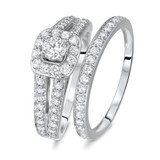 Photo of Demi 1 Carat T.W. Diamond Round Solitaire Bridal Set 10K White Gold [BR570W-R023]
