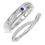 Photo of Kantuta 1/3 Carat T.W. Sapphire and Diamond Matching Wedding Band Set 10K White Gold [WB896W]