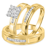 Photo of Boundless 1/2 ct tw. Diamond Princess Cluster Trio Set 10K Yellow Gold [BT518Y-C000]