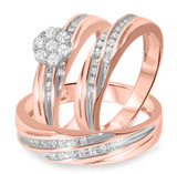 Photo of Adalyn 3/8 ct tw. Diamond Round Cluster Trio Set 10K Rose Gold [BT519R-C000]