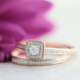 Photo of Bridgette 1/3 CT. T.W. Diamond Cushion Cluster Bridal Set 10K Rose Gold [BR572R-C000]