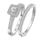 Photo of Bridgette 1/3 CT. T.W. Diamond Cushion Cluster Bridal Set 10K White Gold [BR572W-C000]